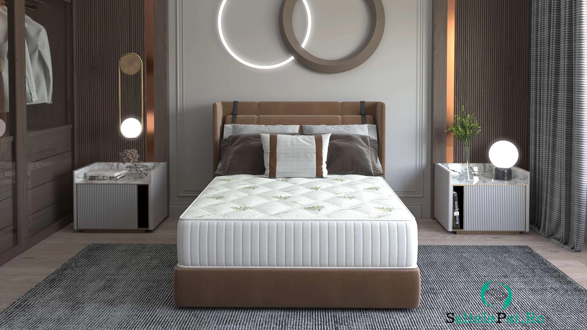 Saltea cu memorie Somnart Memory Ultimate 90x200, înălțime 24 cm, husă cu Aloe Vera, cu mânere, fermitate mare