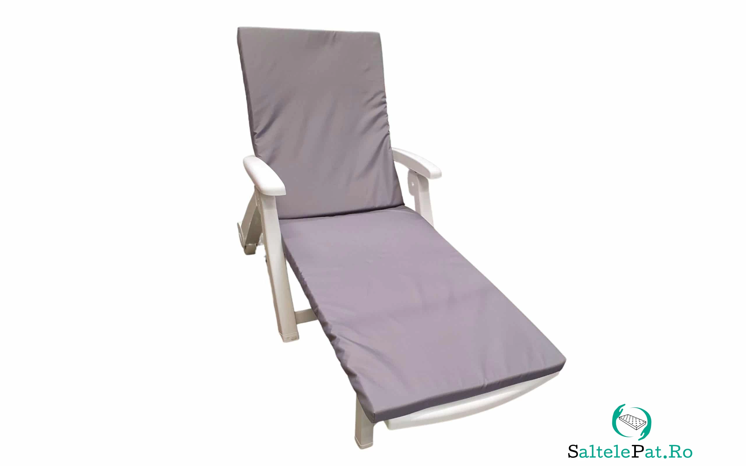 Saltea cu spumă poliuretanică Somnart 60x190, înălțime 4.5 cm, pentru șezlong, doua segmente, husă impermeabilă, culoare gri la 169.65 lei ron
