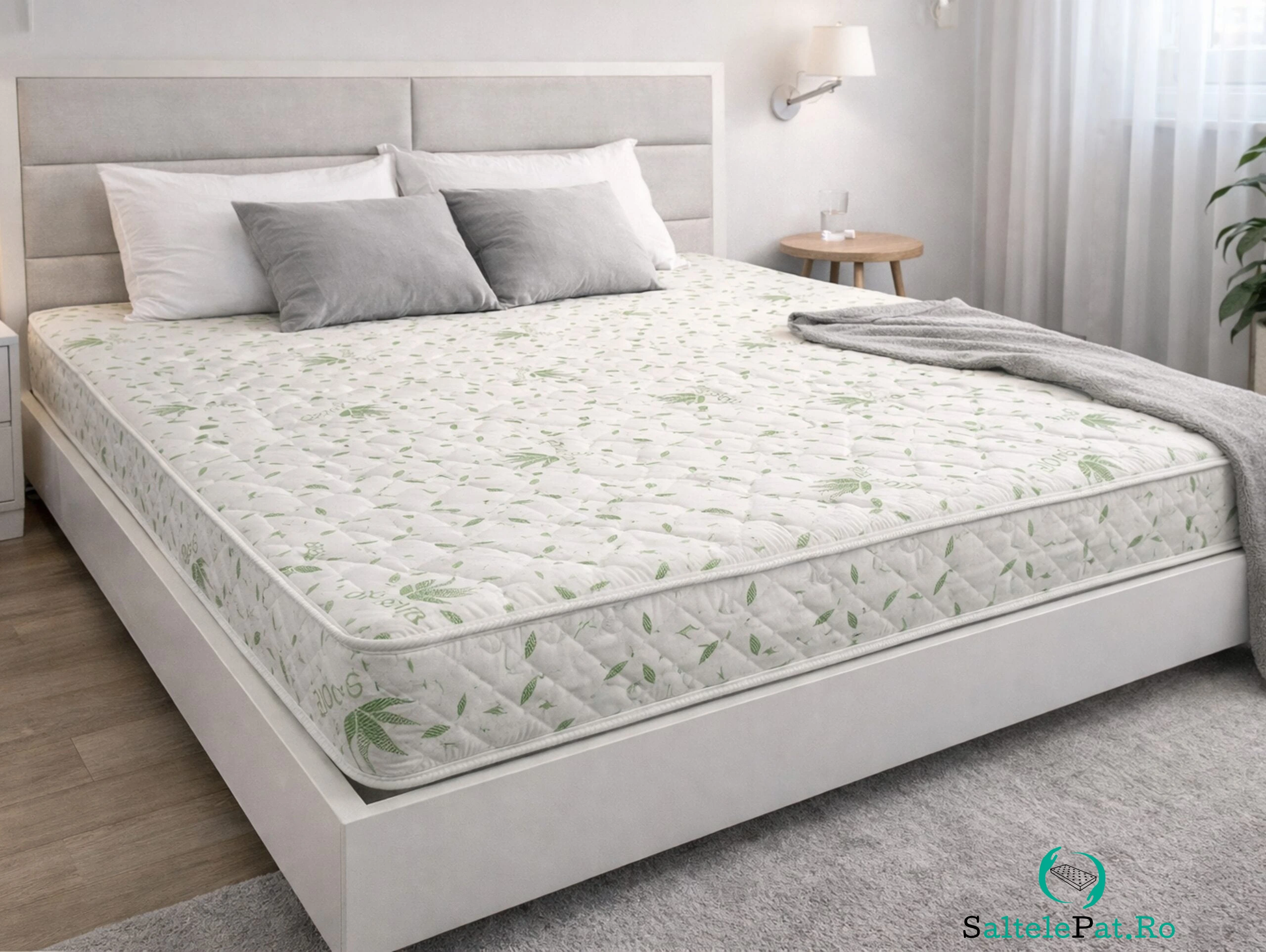Saltea cu arcuri Somnia Aloe Vera 160x200, inaltime 20 cm, ortopedica, husa matlasata, doua fete, duritate medie la 770.29 lei ron