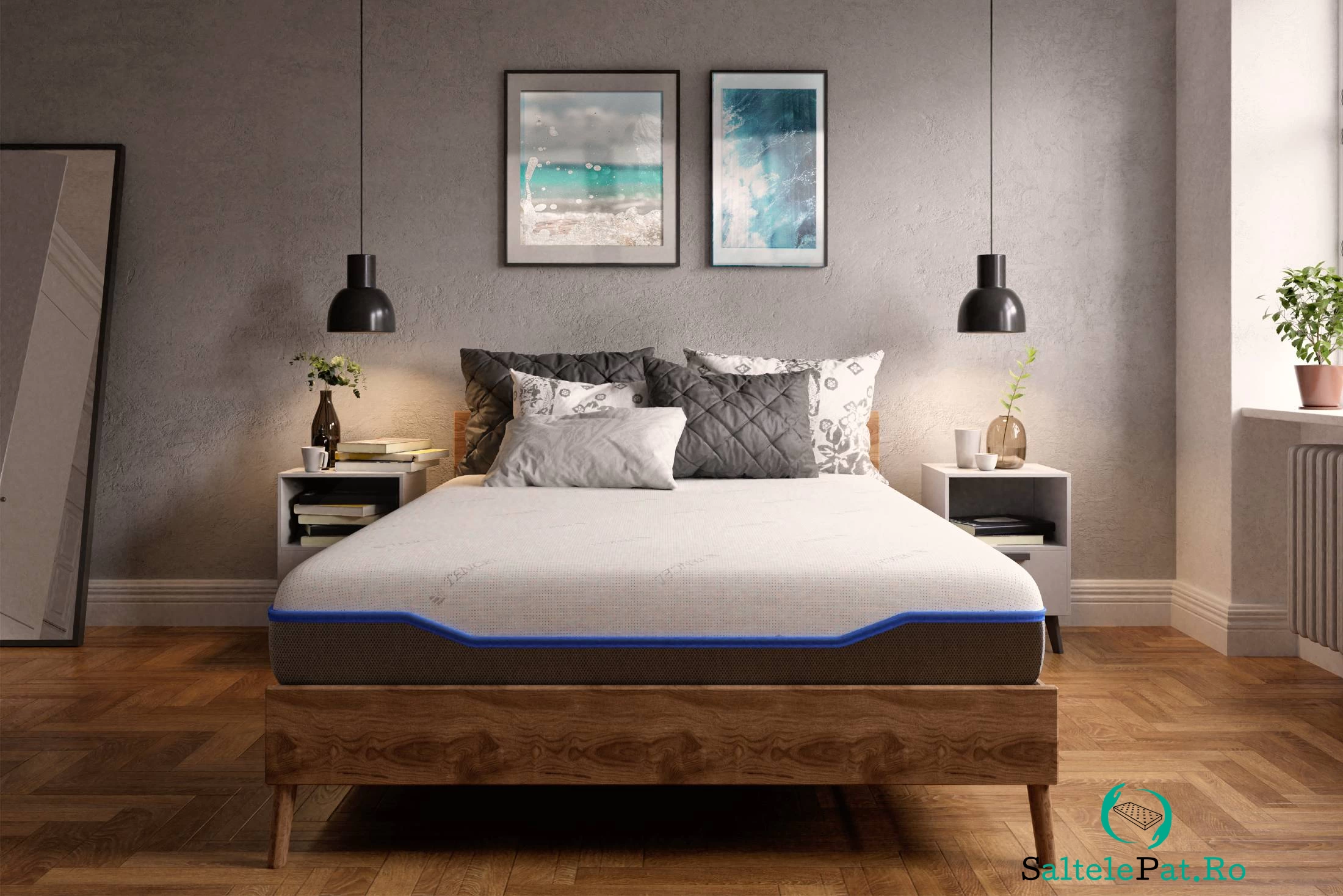 Saltea cu memorie și arcuri individuale Domine Tencel Ultra Pocket Multilayer 90x200, înălțime 24 cm, husă detașabilă, fermitate medie la 704.64 lei ron