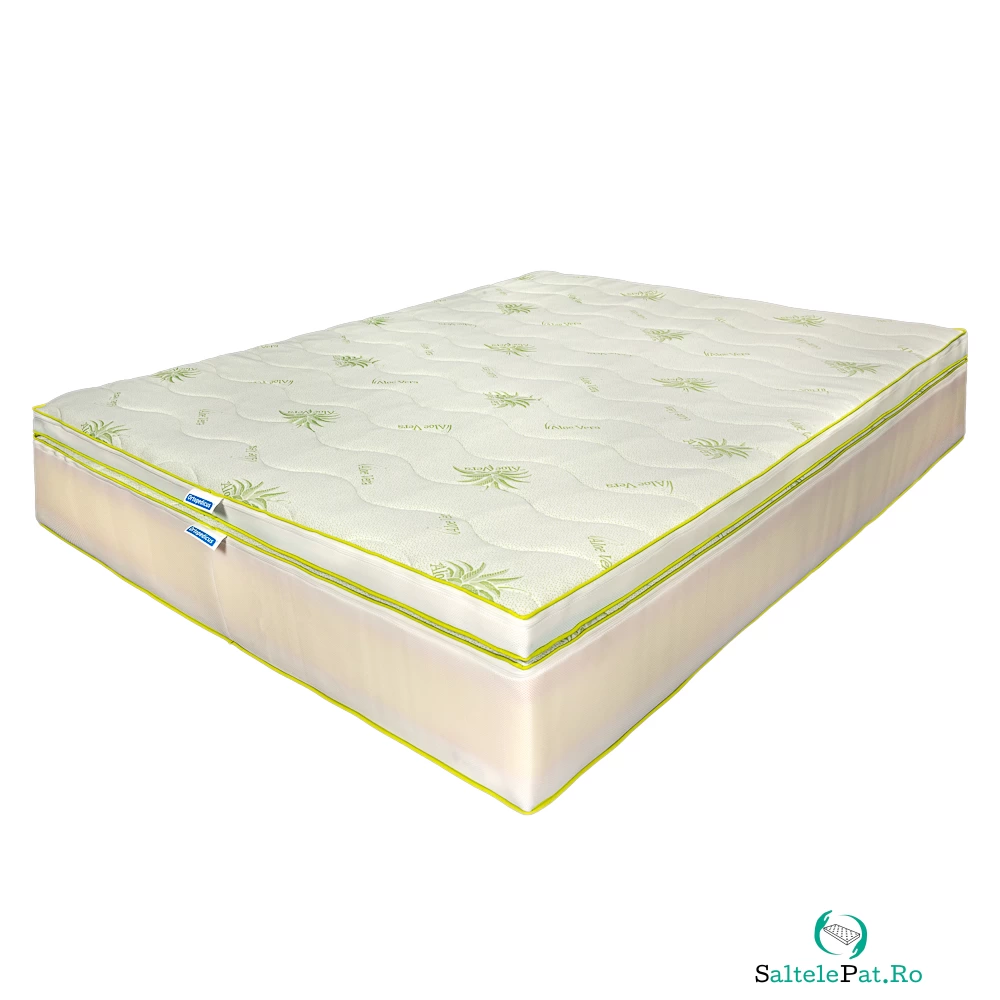 Saltea de pat Ortopedica cu Arcuri Pocket, 180x200 – Aloe Vera Adaptive 4 in 1, Topper detasabil 7 cm Memory, 35 cm, Hotel Range la 3,799.00 lei ron